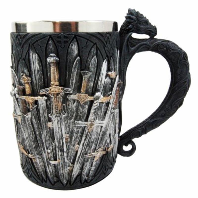 Ebros Gift Medieval Renaissance Dragon Iron Throne Of Swords Coffee Mug Drinking Beer Stein Tankard Cup