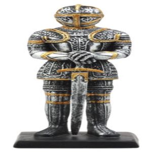 Ebros Gift Medieval Spanish Knight Dollhouse Miniature Figurine 4" H Suit of Armor Long Swordsman Sculpture Decor