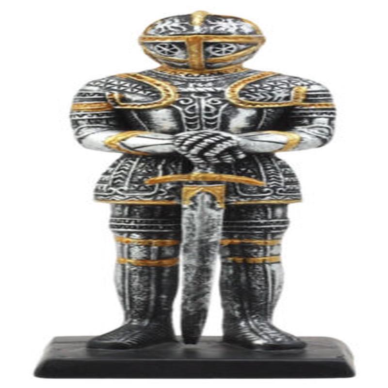 Ebros Gift Medieval Spanish Knight Dollhouse Miniature Figurine 4" H Suit of Armor Long Swordsman Sculpture Decor