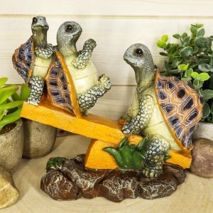 Ebros Gift Mother Turtle Playing with Her Babies On Forest Seesaw Decorative Figurine 6.5" H Animal Reptile Decor of Tortoises Turtles Hatchlings Terrapins Wildlife Whimsical Sculpture