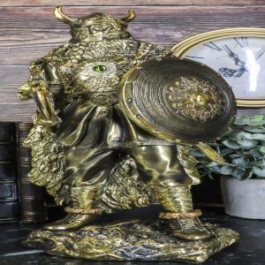Ebros Gift Nordic Seafarer Viking Bull Berserker Warrior with Battle Axe and Broad Shield Figurine 13.5" H
