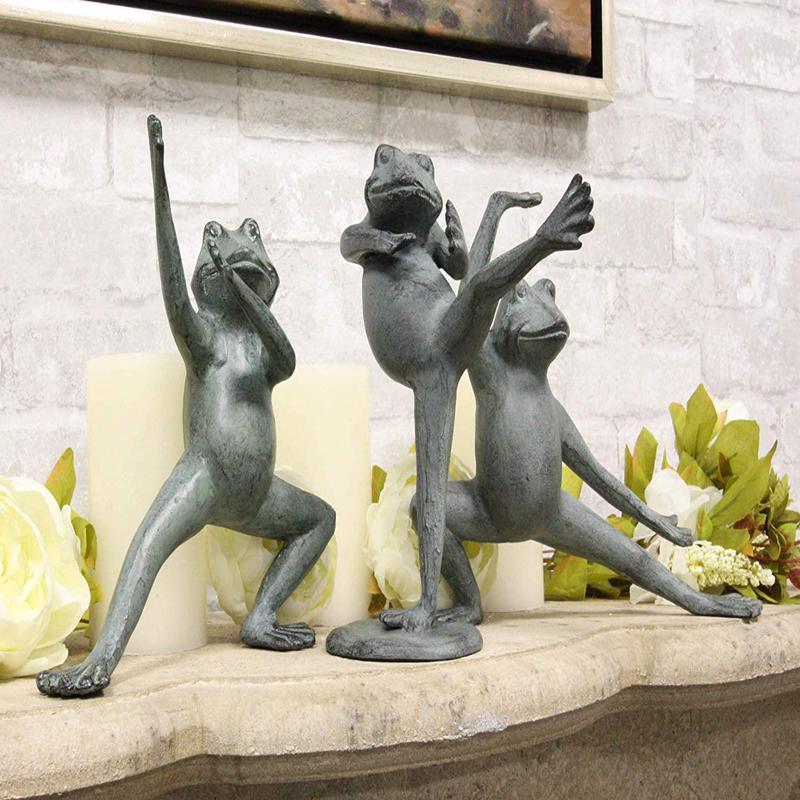 Ebros Gift Verdi Green Aluminum Metal Whimsical Tai Chi Kung Fu Frog Garden Statue Zen Feng Shui Martial Arts Frogs Home Garden Patio Pool Decorative Sculpture (Horse Stance)