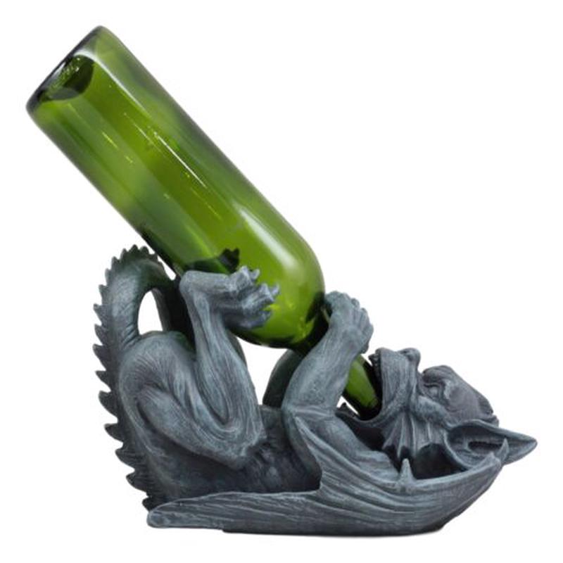 Ebros Gothic Fantasy Winged Drunken Gargoyle Wine Bottle Holder Figurine Kitchen Decor