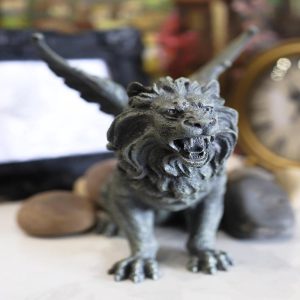 Ebros Gothic Winged Aslan Roaring Lion Battle War Cry Gargoyle Figurine 7"H