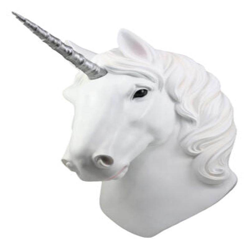 Ebros Her Majesty White Unicorn Wall Head Mount Decor 3D Figurine Ancient Rampart Fabled Steed Silver Horned Unicorn Wall Decorative Plaque