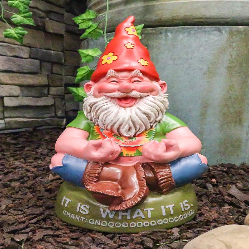 Ebros Highly Content Meditating Hippie Gnome Statue As Hipster Happy Gnome Decor