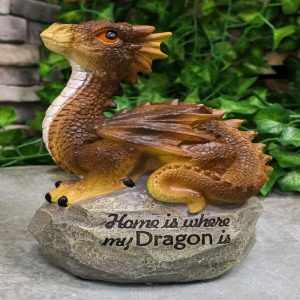 Ebros 'Home is Where My Dragon is' Baby Dragon on Rock Resin Figurine 7.5" H