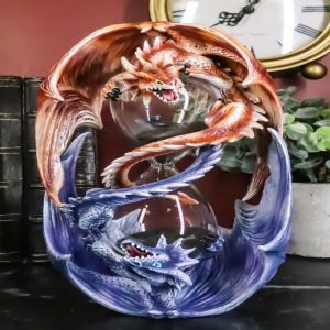 Ebros Invertible Elemental Ice and Fire Dual Dragon Sandtimer 7.5"H Anne Stokes