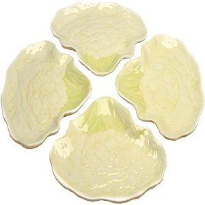 Ebros Kitchen Cauliflower Steak Shaped Serving Plates or Dish Platters SET OF 4
