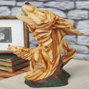 Ebros Large 15" Tall Howling Wolf Bust Statue On Pedestal Base (Faux Wood)