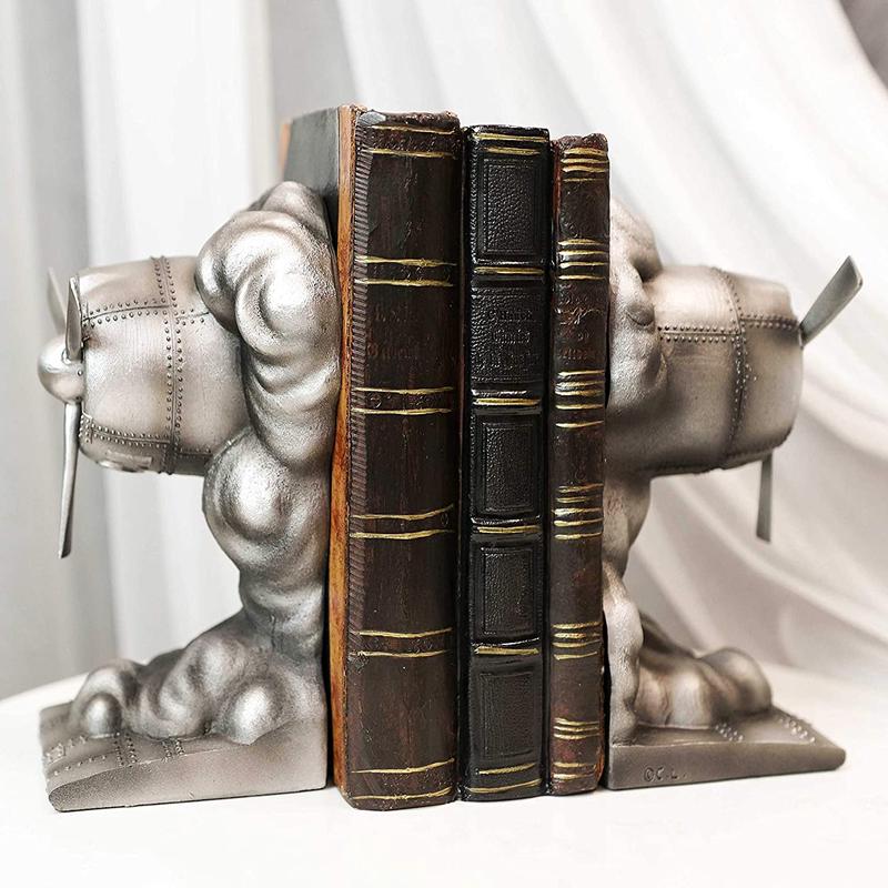Ebros Vintage Industrial Airplane Engine Resin Figurine Bookends Set 6"H