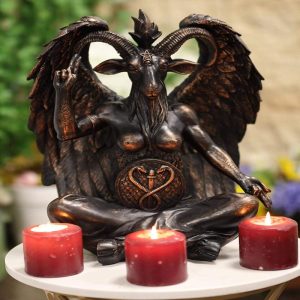 Large 16" Tall Sabbatic Goat Idol Samael Lilith Baphomet Seated Statue