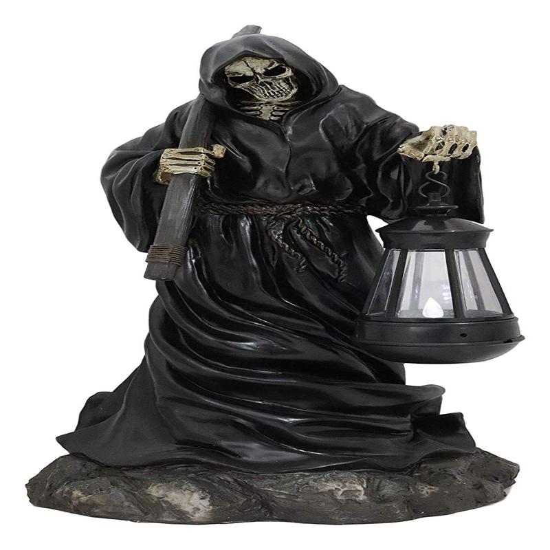 Ebros 16.5"Tall Beacon of The Styx Grim Reaper Solar Lantern LED Light Statue