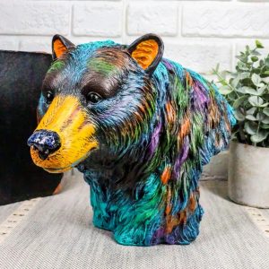 Ebros Gift Wild & Free Colorful North American Brown Bear Bust Figurine 7"H