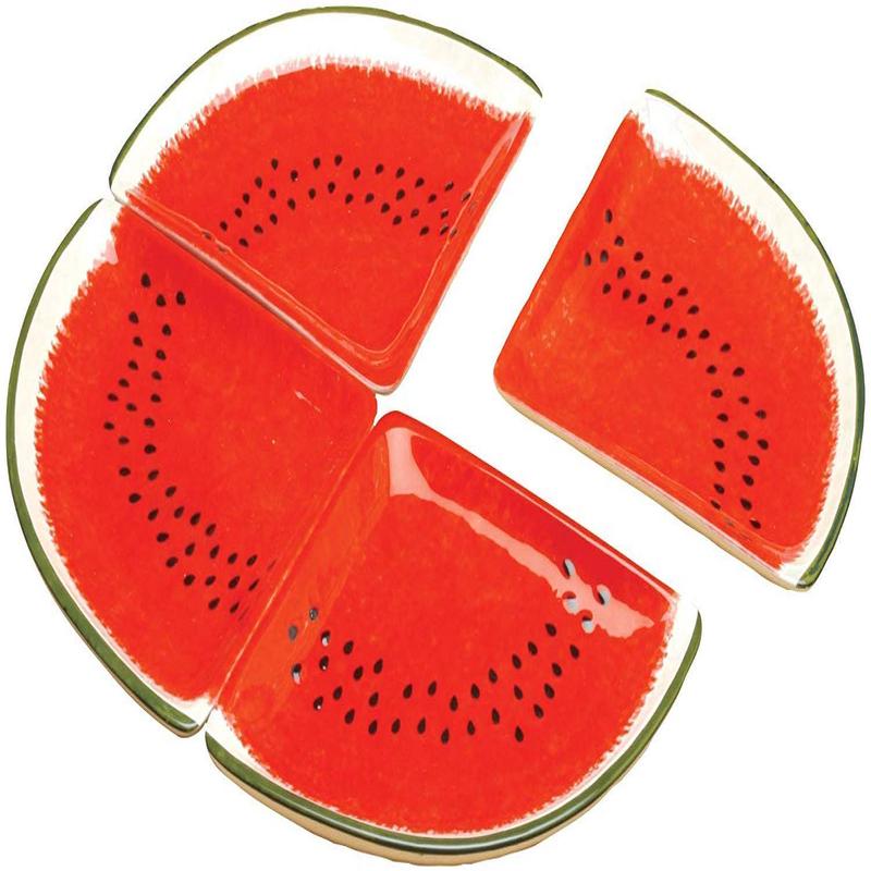 Ebros Gourmet Kitchen Watermelon Slices Shaped Serving Plates or Dish Platters