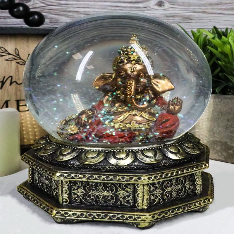 Ebros Hindu God of Success Ganesha Water Globe Collectible 6" Tall Lord Ganesh Statue