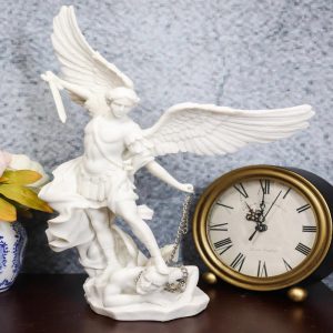 Ebros Archangel Saint Michael Statue 13.5"H Battle Of Armageddon (Off White)