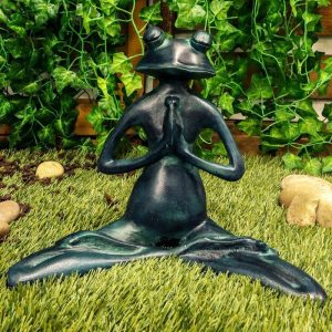 Ebros Gift Verdi Green Resin Yoga Meditating Buddha Frog Garden Statue 11.75" Tall