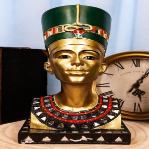 Ebros Golden Ancient Egyptian Queen Nefertiti Bust Statue 9.75" Tall Wife of Pharaoh Akhenaten