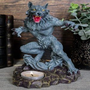 Ebros Gothic Werewolf Tea Light Candle Holder Statue Lycan Wolf Man Figurine
