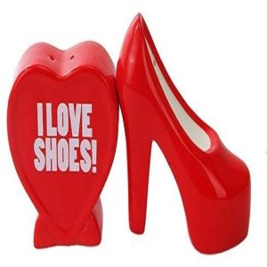Ebros I Love Heels Ceramic Magnetic Salt Pepper Shakers