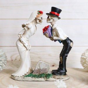 Ebros Love Never Die Romantic Skeleton Bridal Couple Wedding First Kiss Figurine
