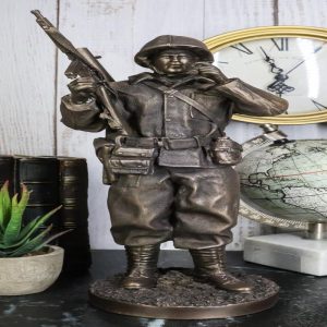 Ebros Military WW2 Staff Sergeant Squad Commander Smoking Cigar Statue Military War Era Soldier Decorative Figurine 13.25"Tall