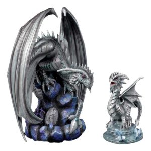 Ebros Mother And Baby Rock Dragon Wyrmling Collectible Statue Figurine SET OF 2
