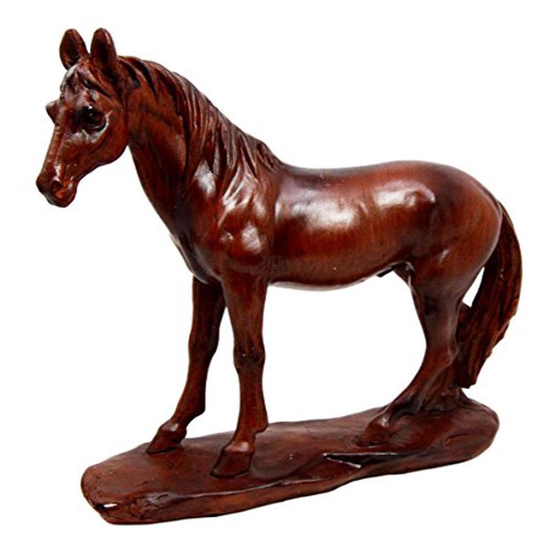 Ebros Rugged Fine Race Horse Steed Decorative Resin Figurine In Faux Wood Finish 6.5"H