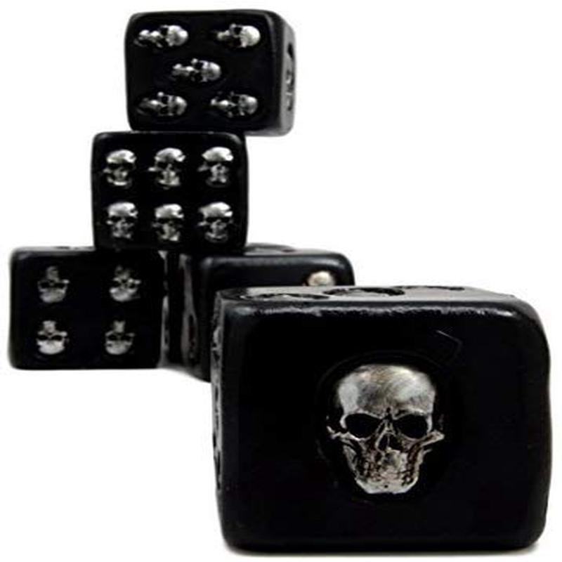 Ebros Larger 1.5" Cube Skull Face Gaming Dice Set of 6 Matte Black Finish