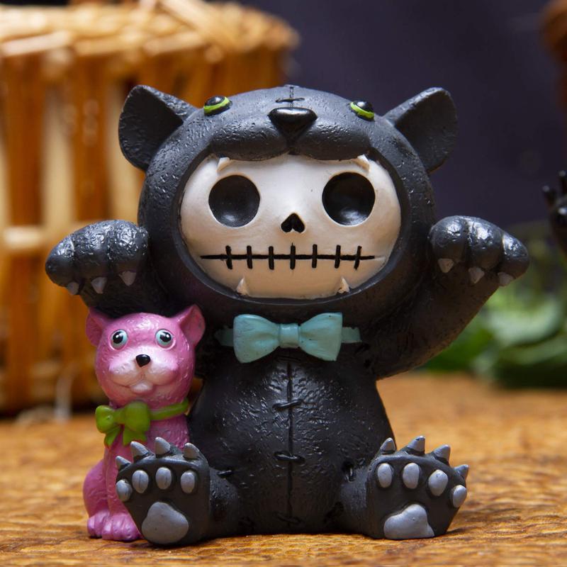 Ebros Larger Furry Bones Bagheera & Pink Panther Skeleton Figurine 3.5" Tall