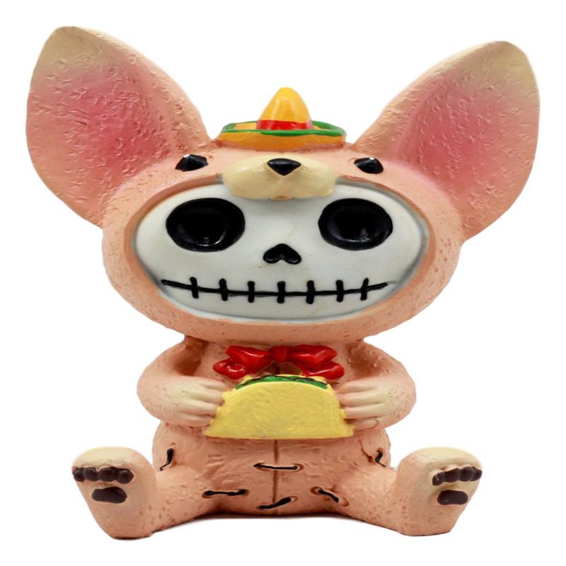 Ebros Latin Chihuahua Taco Furrybones Figurine 3.5" H Skeleton Collectible