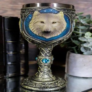 Ebros Lone Wolf Celtic Magic 7oz Wine Chalice Goblet 7oz Home Kitchen And Dining Decor Accessory Ceremonial Goblet For Direwolf Wolves Timberwolf Coyote Fans