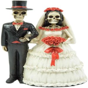Ebros Love Never Dies Wedding Bride And Groom Skeleton Couple Figurine 5.5"Tall