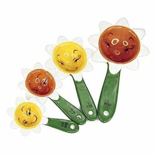 Ebros Loveable Helianthus Sunflower Ceramic Measuring Spoons Set of 4
