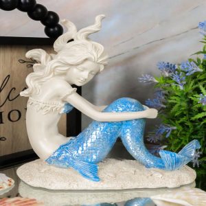 Ebros Lovesick Mermaid Sitting On Ocean Floor Statue 6.5" Tall Mermaid Figurine