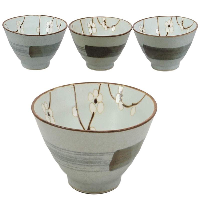 Ebros Made In Japan 5"Diameter Light Blue Plum Sakura Bowls 10 oz Set of 4