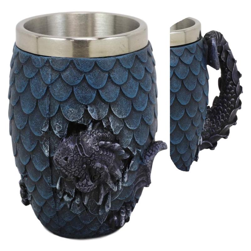 Ebros Medieval Khaleesi's Elemental Dragon Colorful Scale Egg With Hatching Wyrmling Small Coffee Tea Mug Cup 3.75" High Fantasy GOT Themed Dungeons And Dragons Drinking Cups (Fire Red)