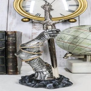 Ebros Medieval Knight Suit Of Armor & Excalibur Sword Letter Opener Figurine