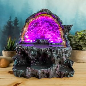 Ebros Medieval Renaissance Faux Crystal Cave Rock Geode with Color Changing LED Night Light Display Stand Statue 10.5" Tall for Miniature Dragons Decorative Figurine Housing Fantasy Sculptures
