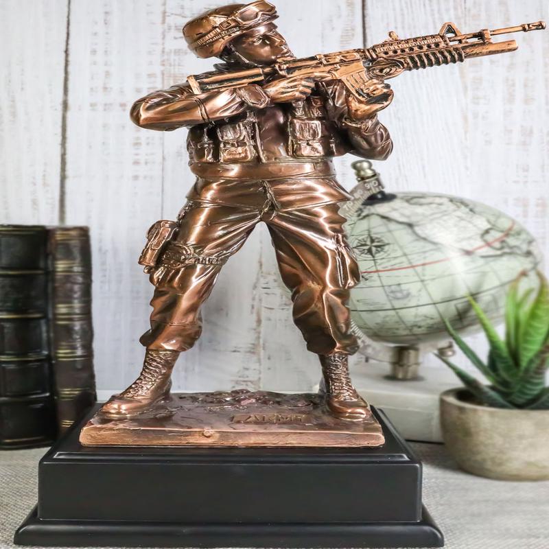 Ebros Men Of Duty Decorated Army Soldier Aiming With Rifle Figurine 11.5"Tall