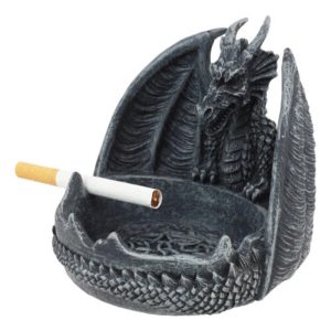 Ebros Mythical Guardian Dragon With Celtic Knotwork Round Cigarette Ashtray Statue 5.5" Wide Faux Stone Resin Legend Of The Swords Dragon Sculpture
