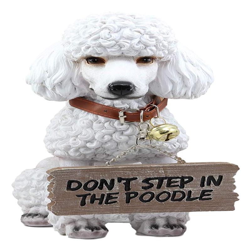 Ebros Realistic White French Poodle Dog Fifi Welcome Greeter Statue With Jingle Collar