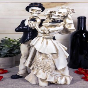 Love Never Dies Wedding Bride And Groom Skeleton Couple In Dancing Pose Figurine