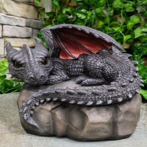 Spyro Resting Baby Dragon Hatchling Garden Statue 10"H Faux Stone Resin Finish