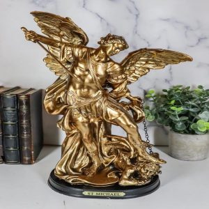 Ebros Large Archangel Saint Michael Slaying Chained Lucifer Statue 12.5" Tall