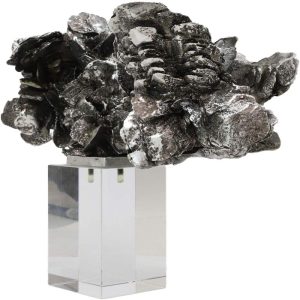 Ebros Large Electroplated Silver Resin Desert Rose Accent Sculpture  10.5" H