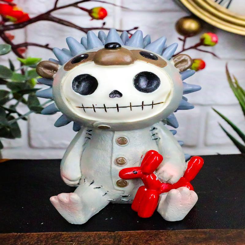Ebros Larger Furry Bones Pygmy Hedgehog Skeleton Monster Sit Up Ornament Figurine 3.75"Tall