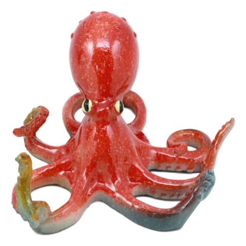 Ebros Marine Life Nautical Red Octopus Figurine 6"L Kraken Sea Monster Octopus Statue