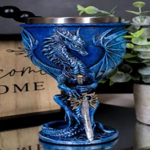 Ebros Ruth Thompson Dragon's Lair Sea Blade Drake 8oz Wine Goblet Chalice Cup